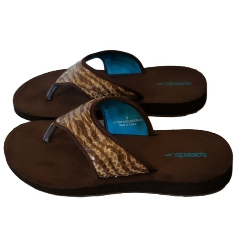 SPEEDO FLIP-FLOPS REPTILE PATTERN TRENDY COMFORT WOMEN'S SIZE 8
